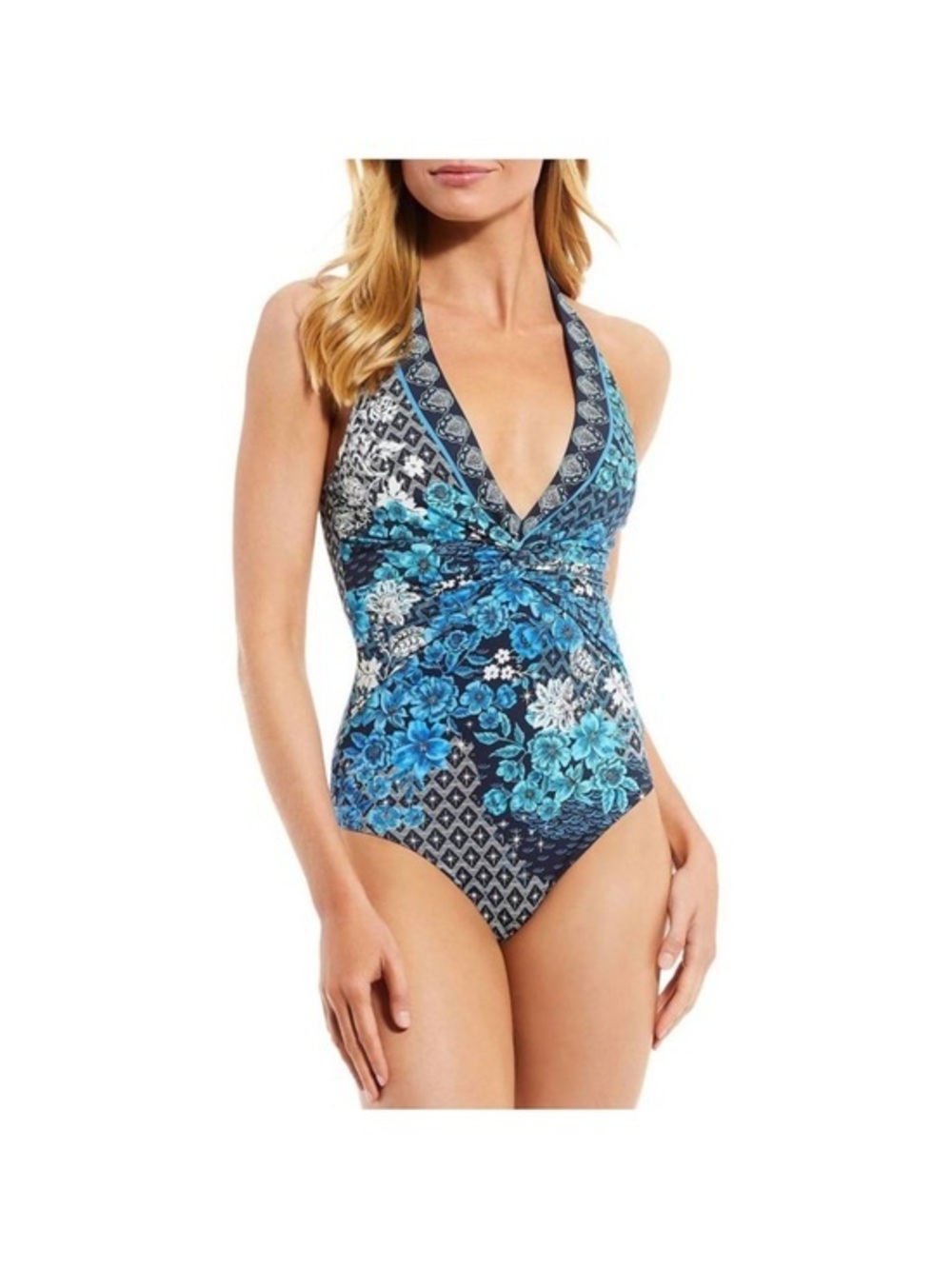 JOHNNY WAS sady halterneck one piece swimsuit in multi